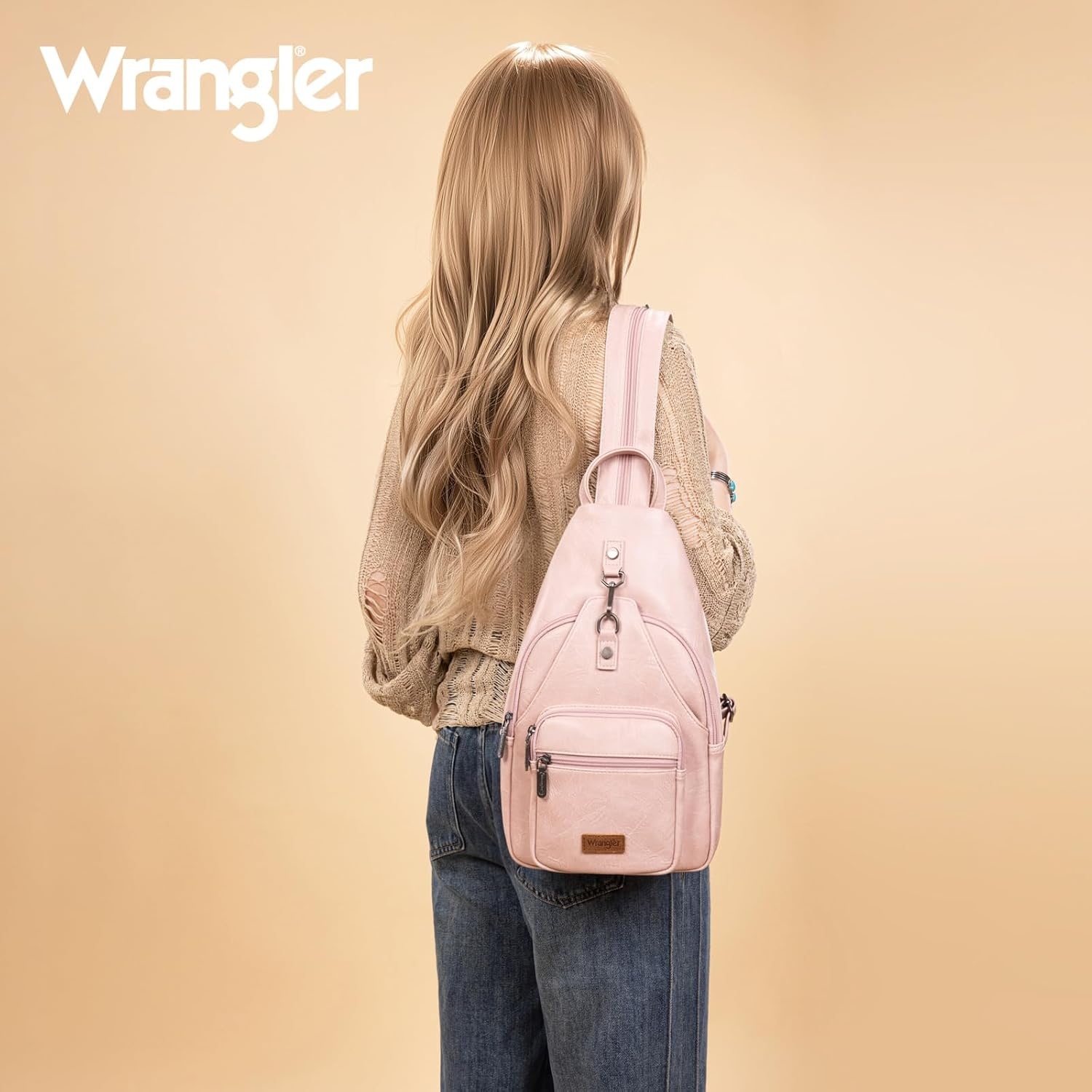image:imageMontana West Wrangler Convertible Backpack for Women Vintage Shoulder Purses with Adjustable Sling Backpack StrapPink
