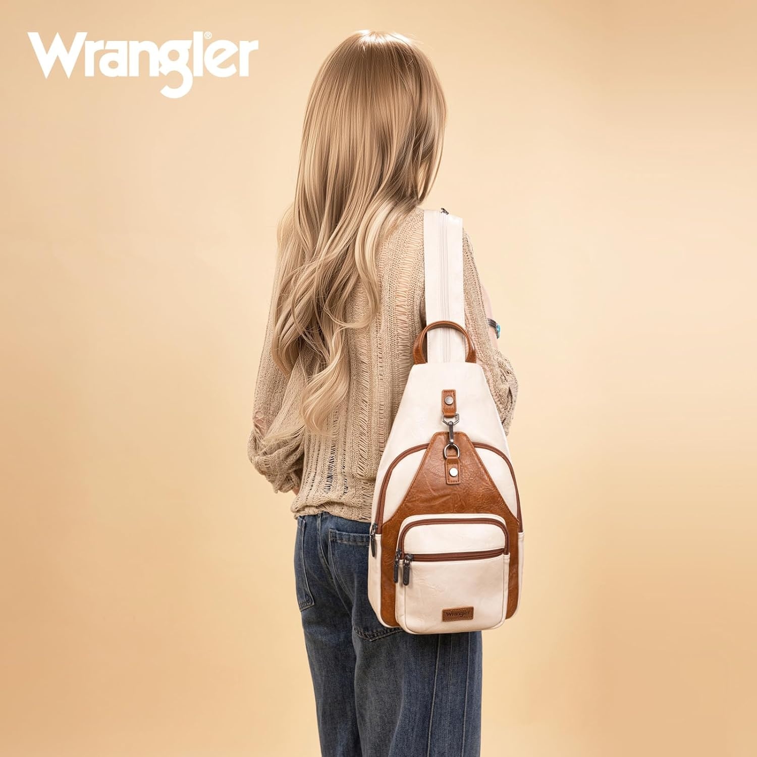 image:imageMontana West Wrangler Convertible Backpack for Women Vintage Shoulder Purses with Adjustable Sling Backpack StrapTanbrown