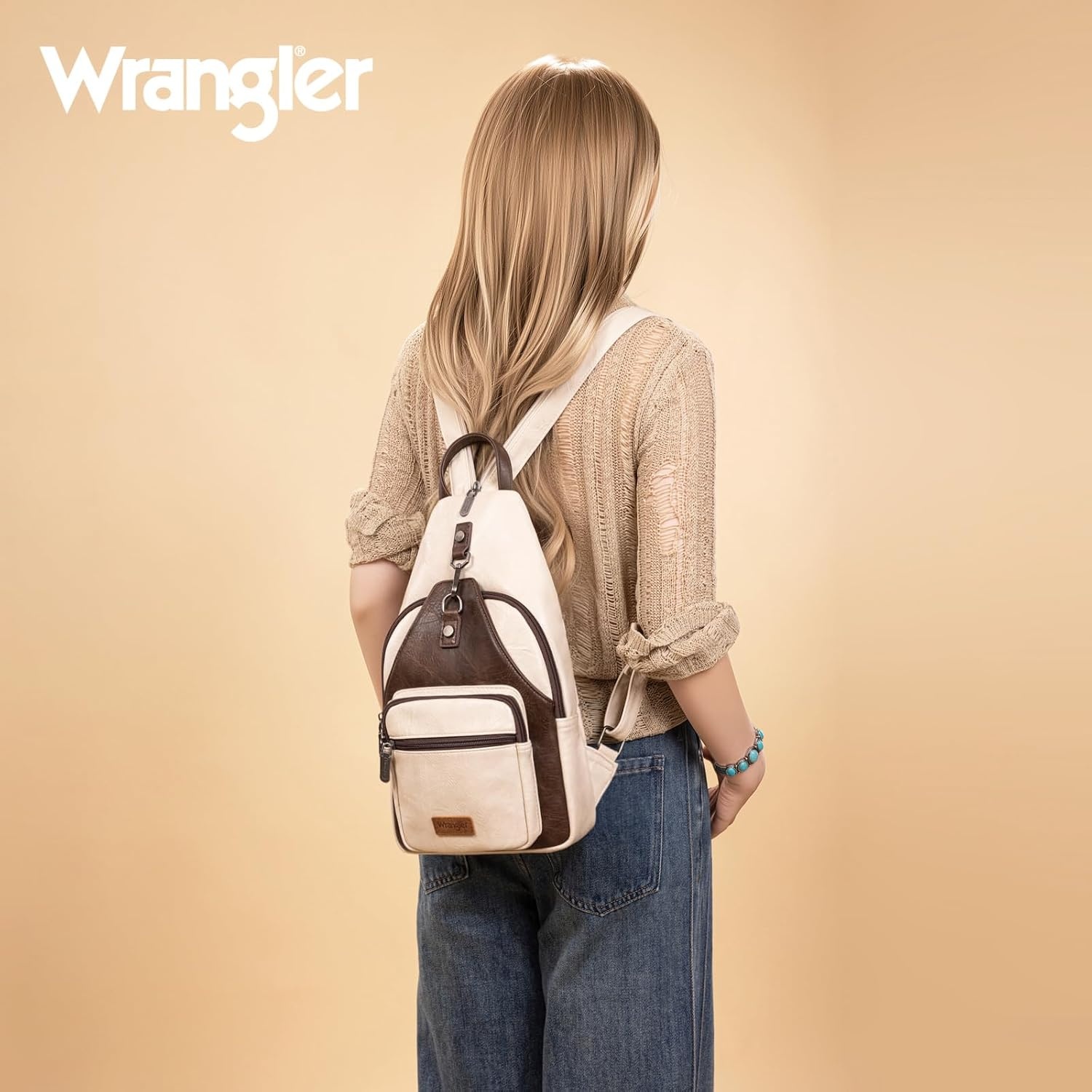 image:imageMontana West Wrangler Convertible Backpack for Women Vintage Shoulder Purses with Adjustable Sling Backpack StrapTancoffee