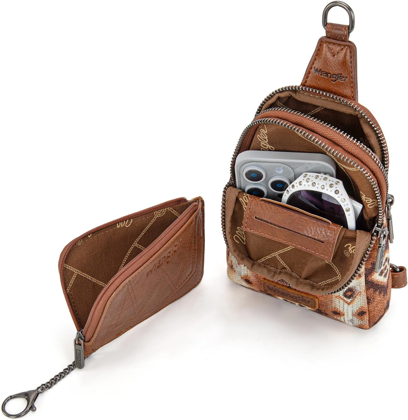 image:imageWrangler Aztec Crossbody Sling Bags for Women Wallet Set2101 Brown
