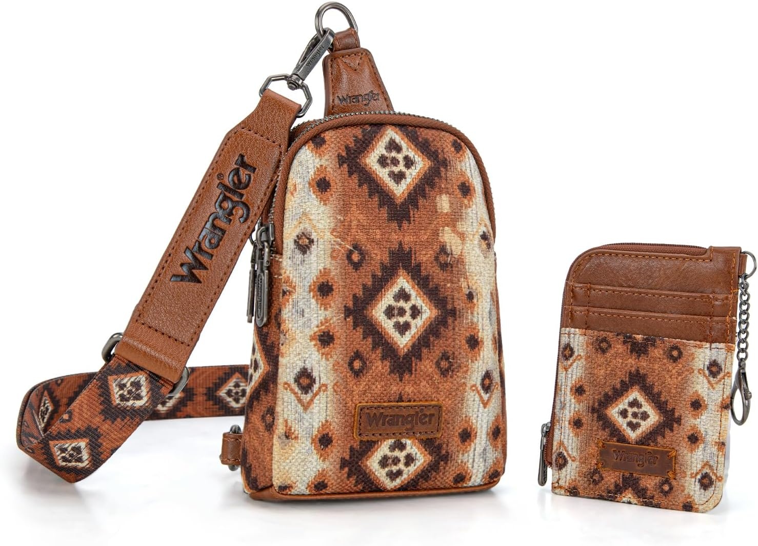 image:imageWrangler Aztec Crossbody Sling Bags for Women Wallet Set2101 Brown