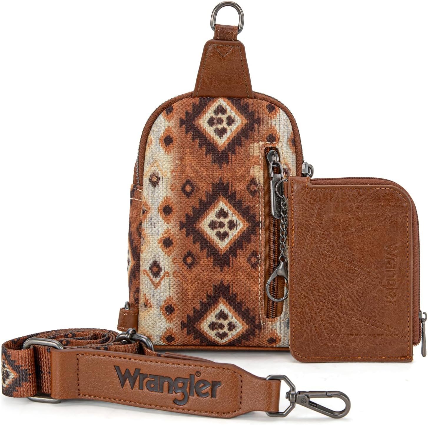 image:imageWrangler Aztec Crossbody Sling Bags for Women Wallet Set2101 Brown