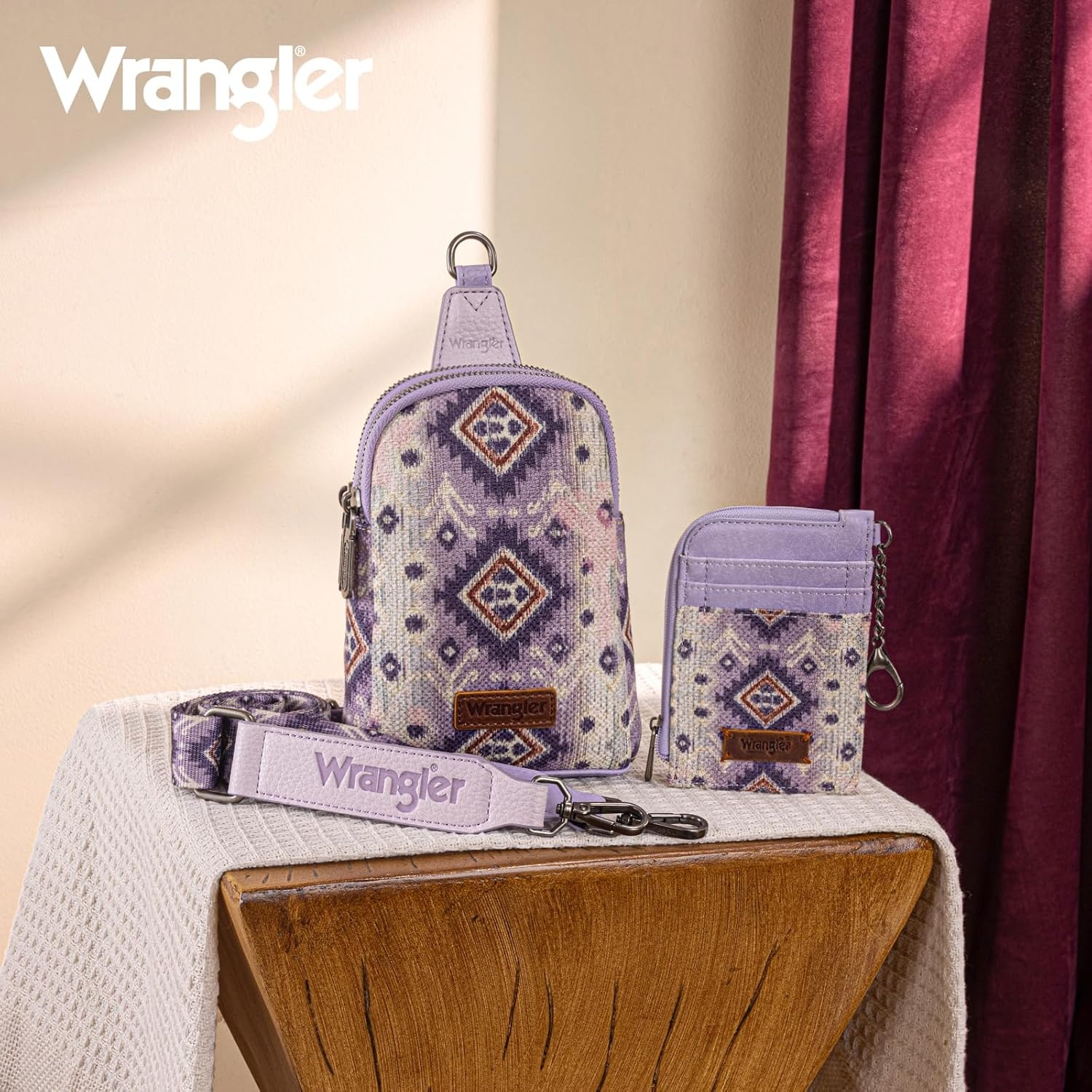image:imageWrangler Aztec Crossbody Sling Bags for Women Wallet Set2101 Light Purple