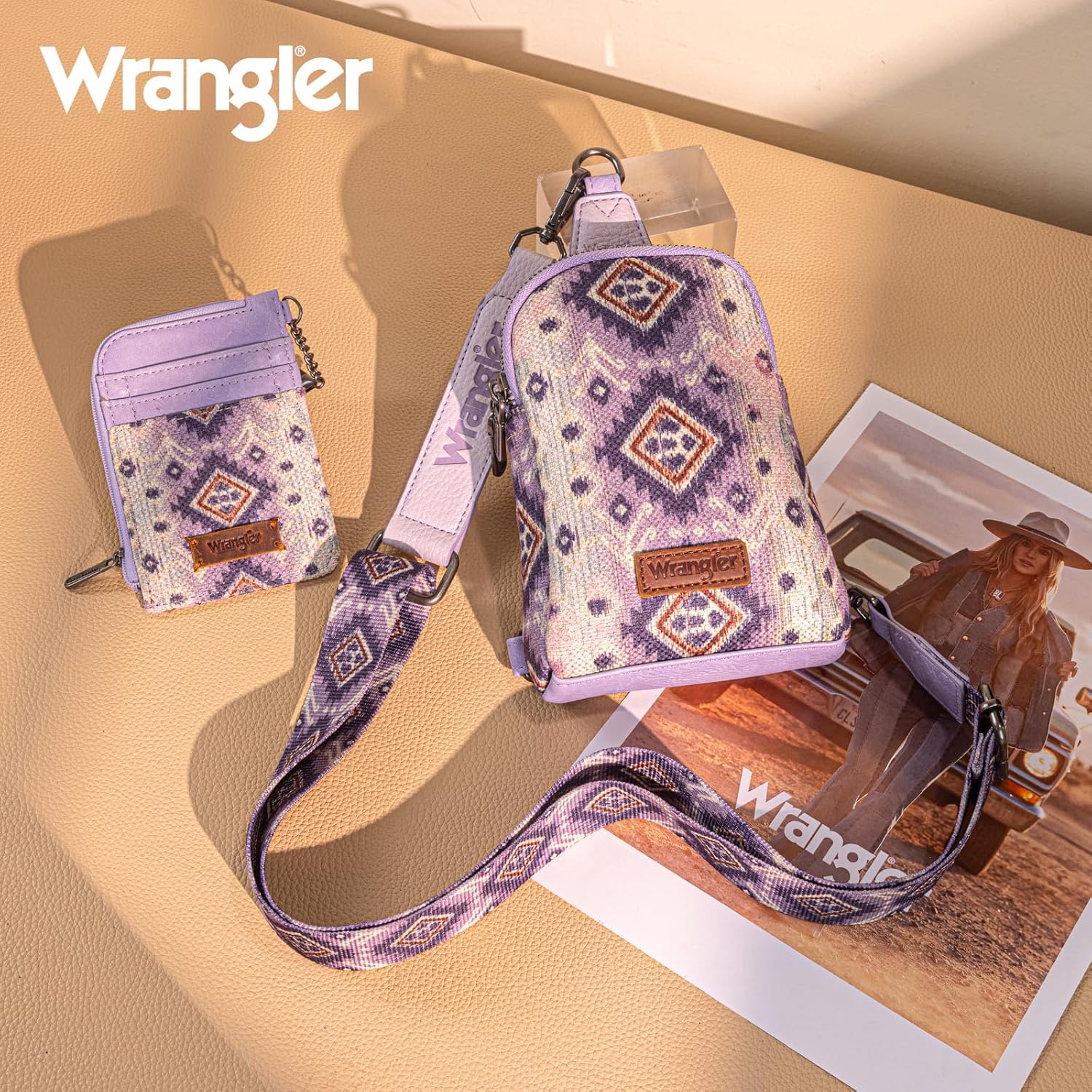 image:imageWrangler Aztec Crossbody Sling Bags for Women Wallet Set2101 Light Purple