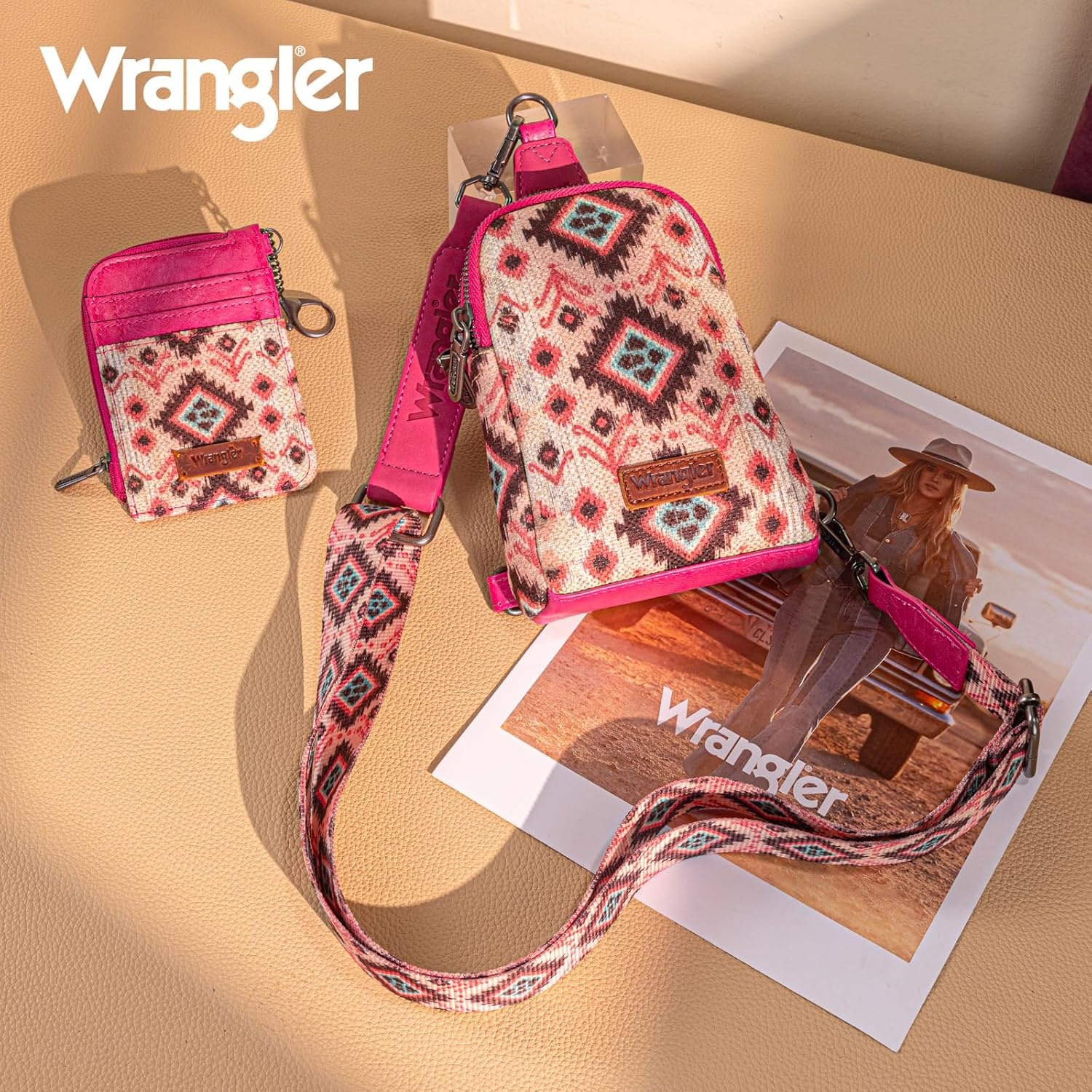 image:imageWrangler Aztec Crossbody Sling Bags for Women Wallet Set2101 Pink