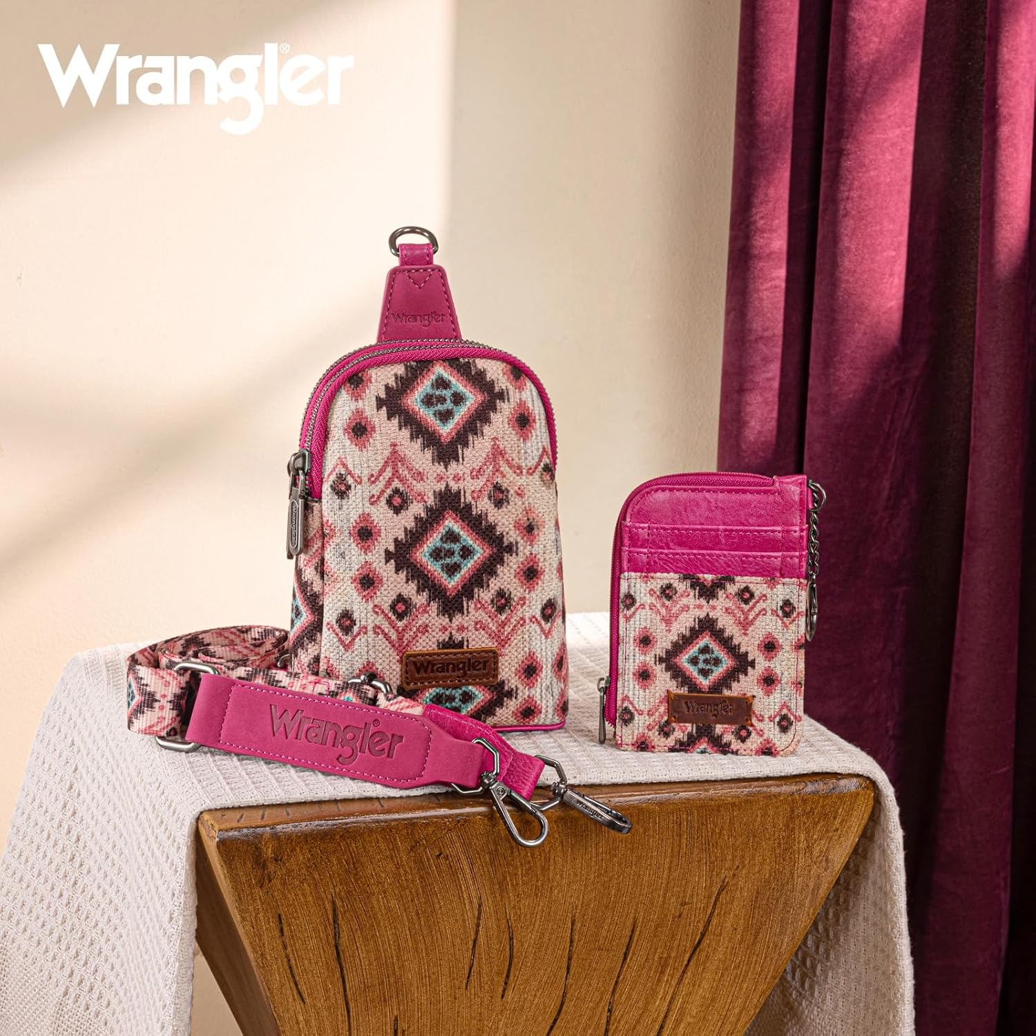 image:imageWrangler Aztec Crossbody Sling Bags for Women Wallet Set2101 Pink