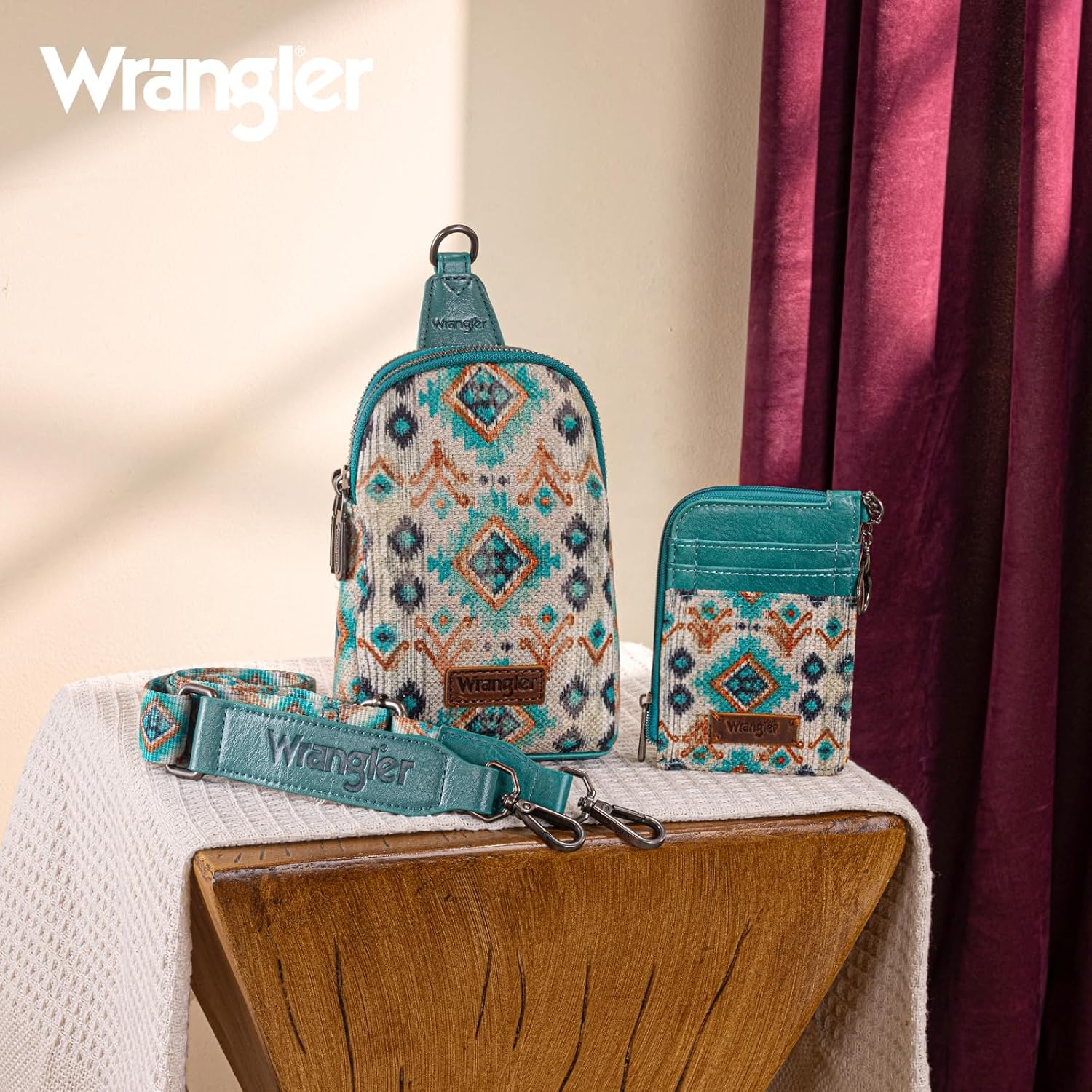 image:imageWrangler Aztec Crossbody Sling Bags for Women Wallet Set2101 Turquoise