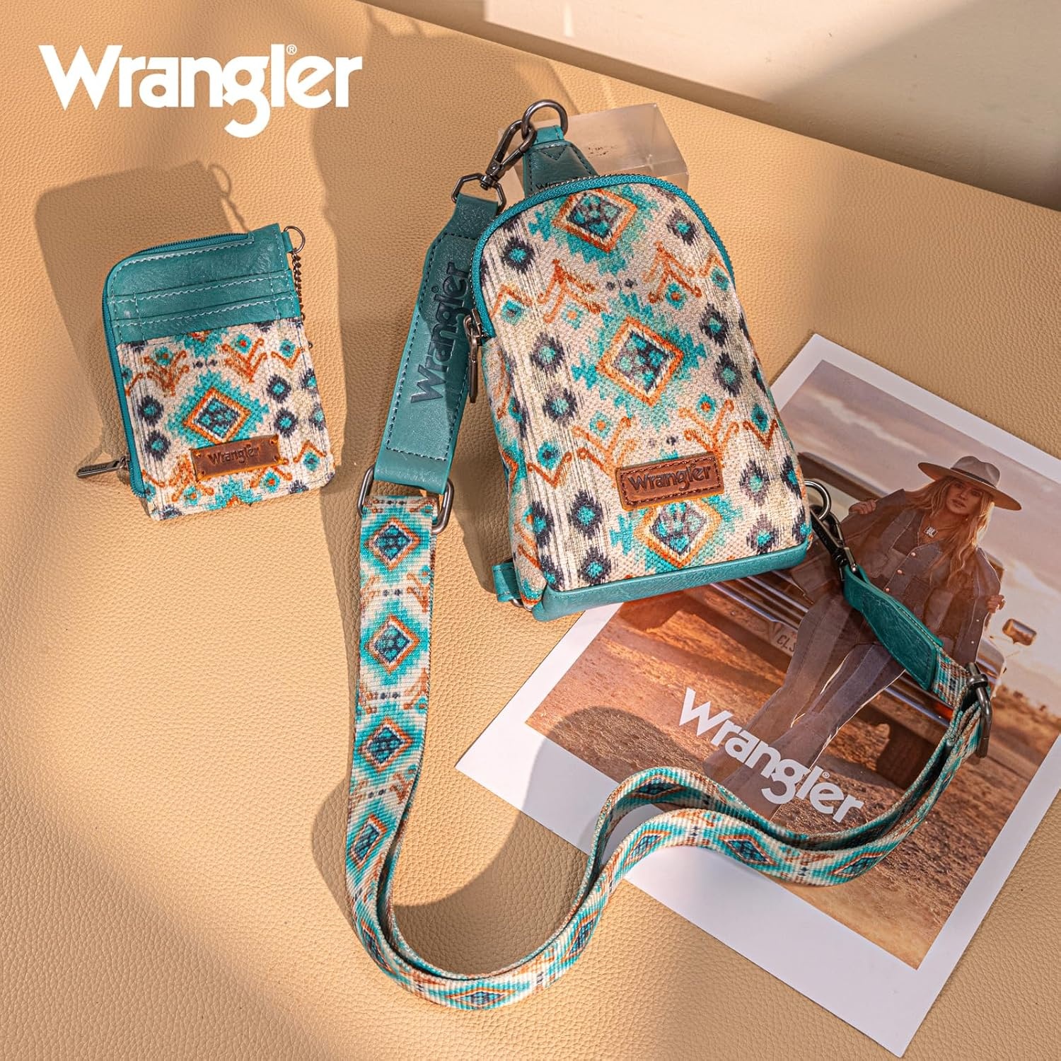 image:imageWrangler Aztec Crossbody Sling Bags for Women Wallet Set2101 Turquoise