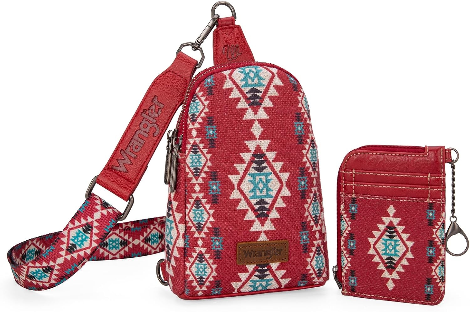 image:imageWrangler Aztec Crossbody Sling Bags for Women Wallet SetBurgundy