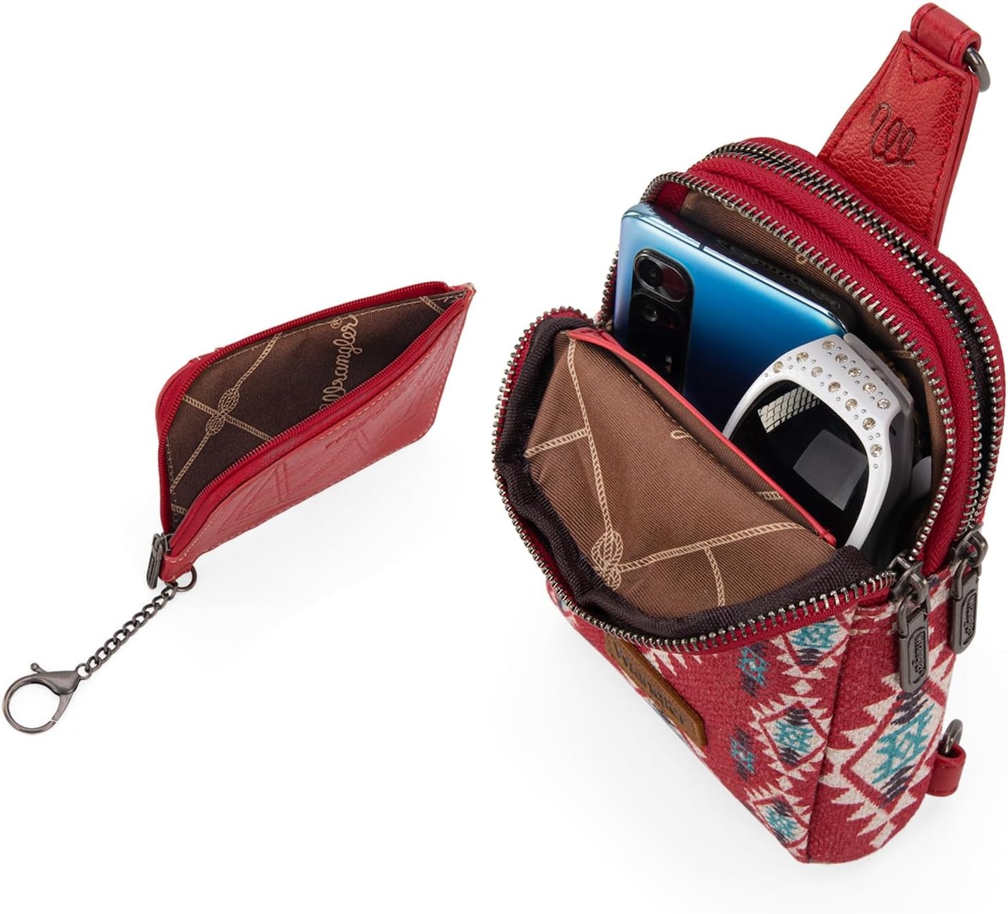 image:imageWrangler Aztec Crossbody Sling Bags for Women Wallet SetBurgundy