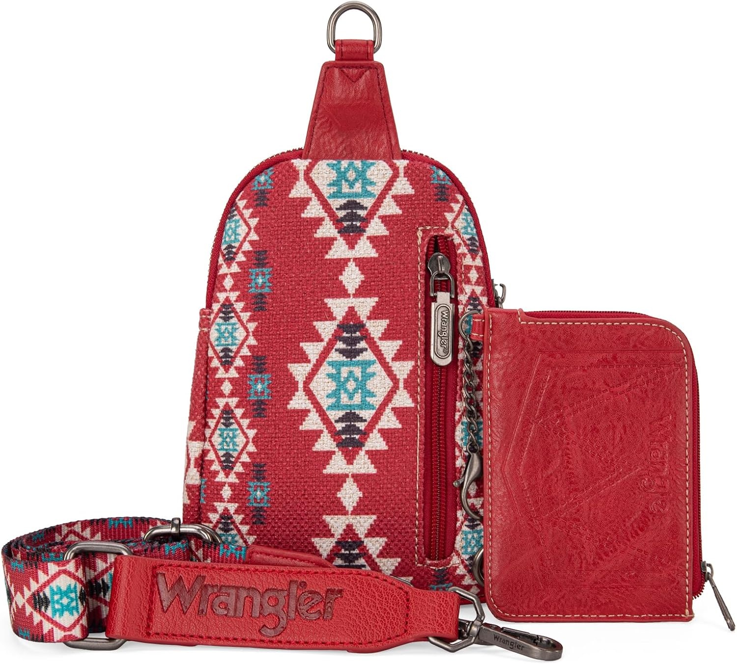 image:imageWrangler Aztec Crossbody Sling Bags for Women Wallet SetBurgundy