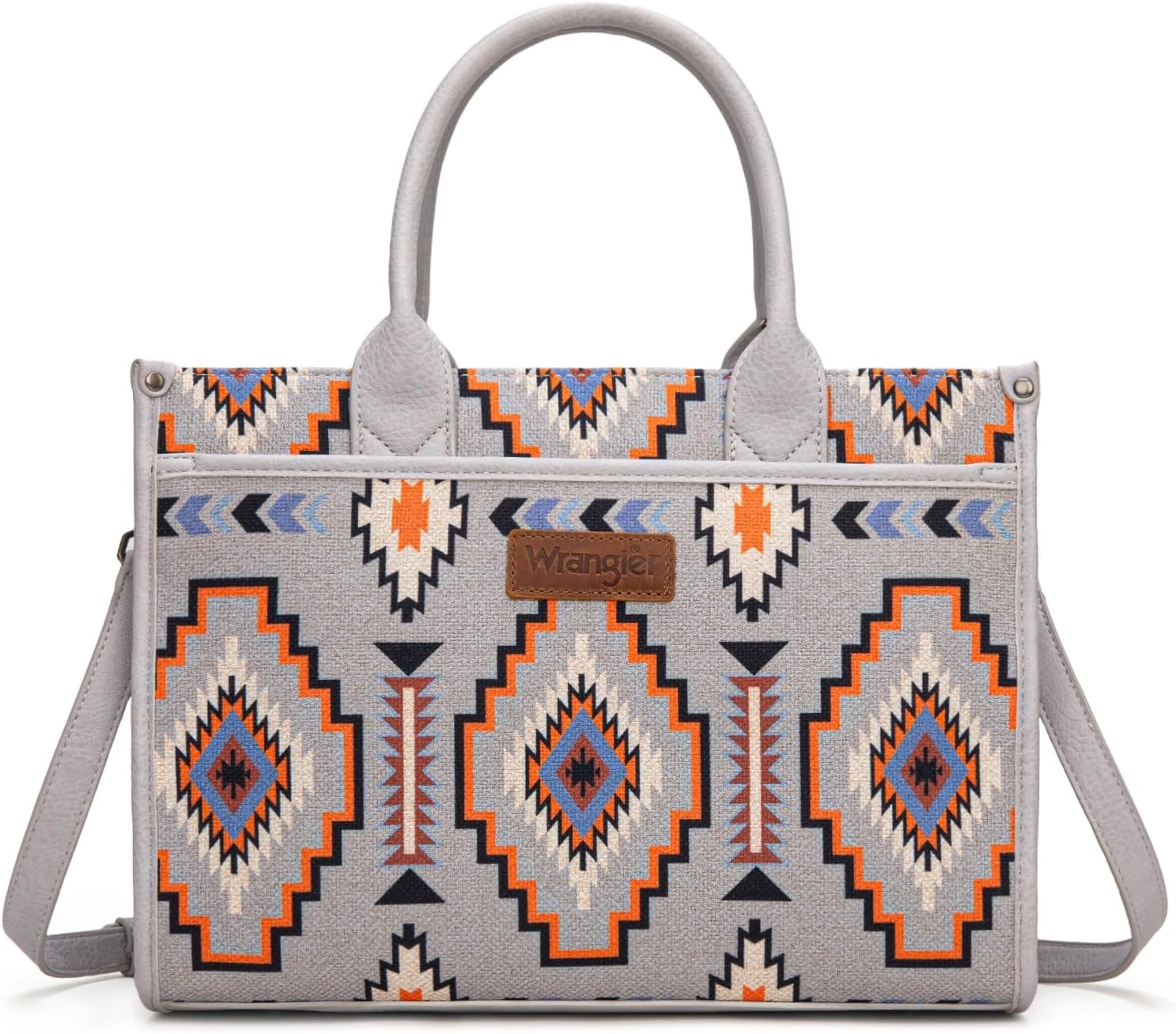 image:imageWrangler Tote Bag for Women Western Canvas Laptop Totes Bag with Adjustable Shoulder Straps and Zipper Closure for WorkLarge Grey