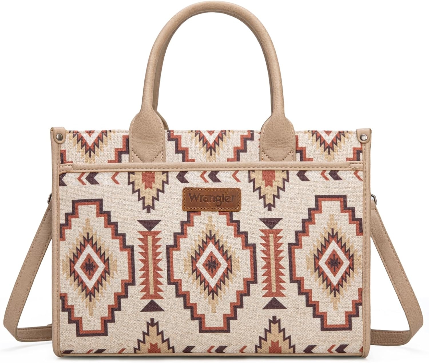 image:imageWrangler Tote Bag for Women Western Canvas Laptop Totes Bag with Adjustable Shoulder Straps and Zipper Closure for WorkLarge Tan