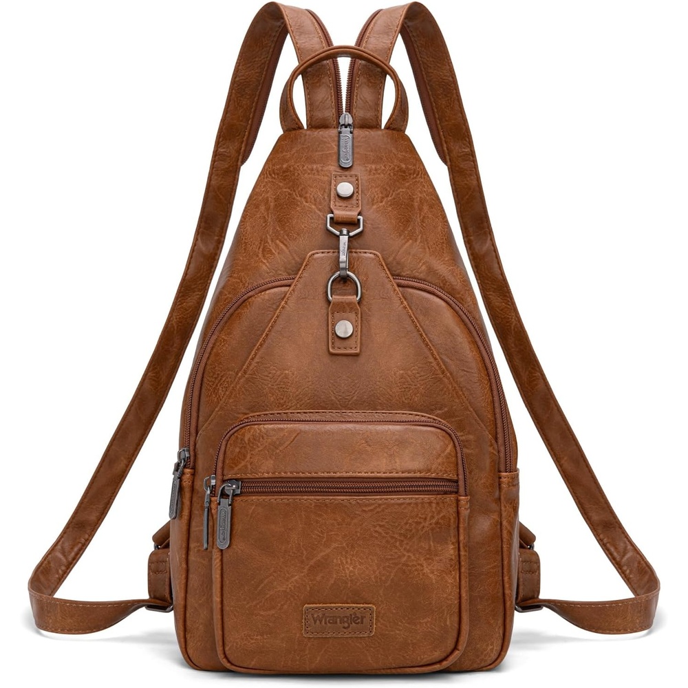 image:imageMontana West Wrangler Convertible Backpack for Women Vintage Shoulder Purses with Adjustable Sling Backpack StrapBrown