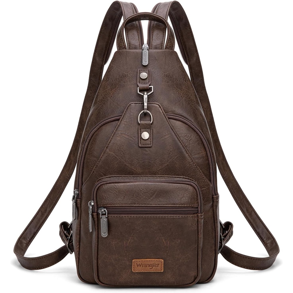 image:imageMontana West Wrangler Convertible Backpack for Women Vintage Shoulder Purses with Adjustable Sling Backpack StrapCoffee