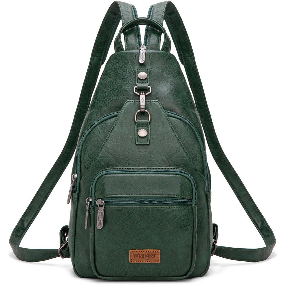 image:imageMontana West Wrangler Convertible Backpack for Women Vintage Shoulder Purses with Adjustable Sling Backpack StrapGreen