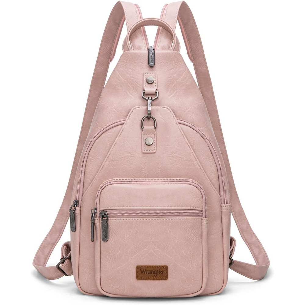 image:imageMontana West Wrangler Convertible Backpack for Women Vintage Shoulder Purses with Adjustable Sling Backpack StrapPink