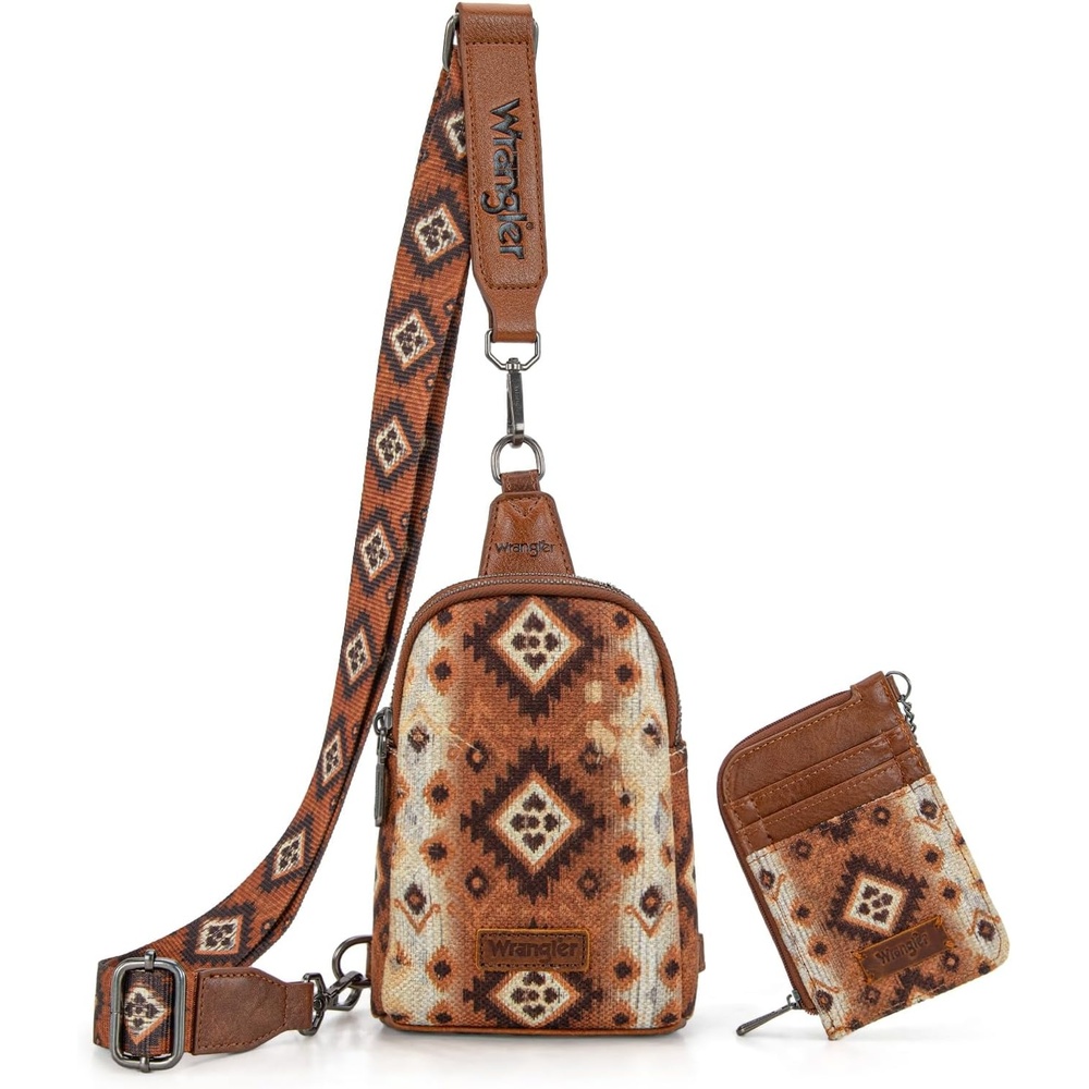 image:imageWrangler Aztec Crossbody Sling Bags for Women Wallet Set2101 Brown