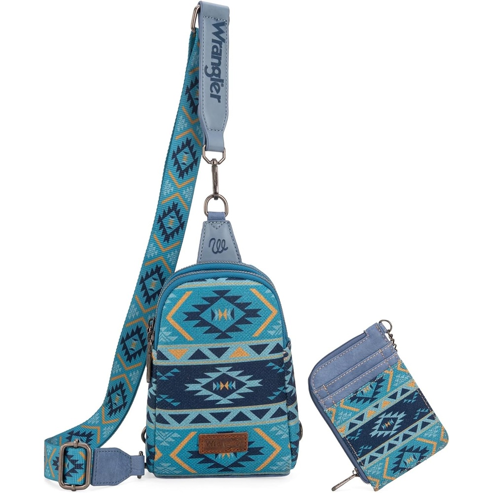 image:imageWrangler Aztec Crossbody Sling Bags for Women Wallet SetNavy