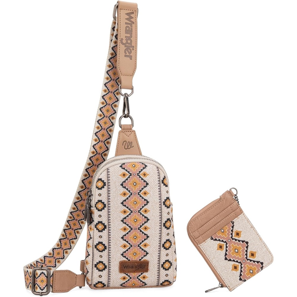 image:imageWrangler Aztec Crossbody Sling Bags for Women Wallet SetTan