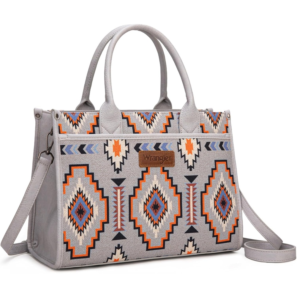 image:imageWrangler Tote Bag for Women Western Canvas Laptop Totes Bag with Adjustable Shoulder Straps and Zipper Closure for WorkLarge Grey