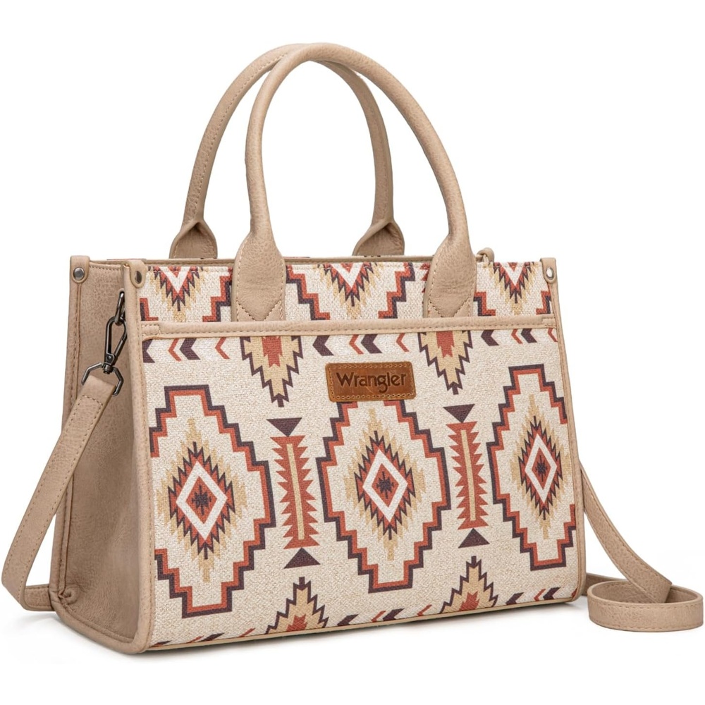 image:imageWrangler Tote Bag for Women Western Canvas Laptop Totes Bag with Adjustable Shoulder Straps and Zipper Closure for WorkLarge Tan