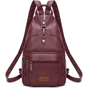 Montana West Wrangler Convertible Backpack for Women Vintage Shoulder Purses with Adjustable Sling Backpack Strap(Burgundy)