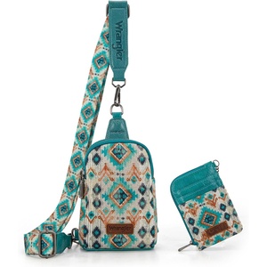 Wrangler Aztec Crossbody Sling Bags for Women Wallet Set(2101 Turquoise)