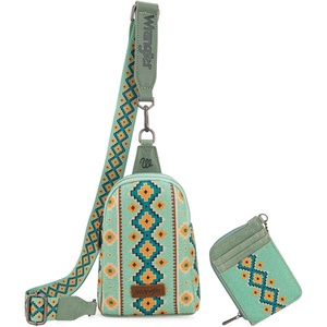 Wrangler Aztec Crossbody Sling Bags for Women Wallet Set(Light Green)