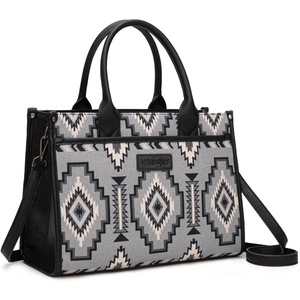 Wrangler Tote Bag for Women, Western Canvas Laptop Totes Bag with Adjustable Shoulder Straps and Zipper Closure for Work(Large Black)