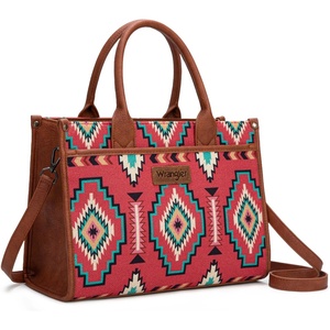 Wrangler Tote Bag for Women, Western Canvas Laptop Totes Bag with Adjustable Shoulder Straps and Zipper Closure for Work(Large Burgundy Red)