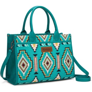 Wrangler Tote Bag for Women, Western Canvas Laptop Totes Bag with Adjustable Shoulder Straps and Zipper Closure for Work(Large Turquoise)