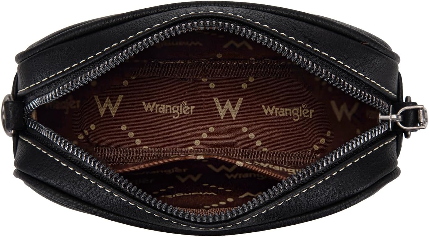 image:imageWrangler Crossbody Bags for Women Western Mini Purses with Guitar StrapBlack With Cow Print