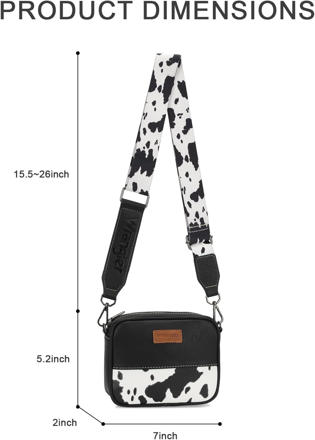 image:imageWrangler Crossbody Bags for Women Western Mini Purses with Guitar StrapBlack With Cow Print