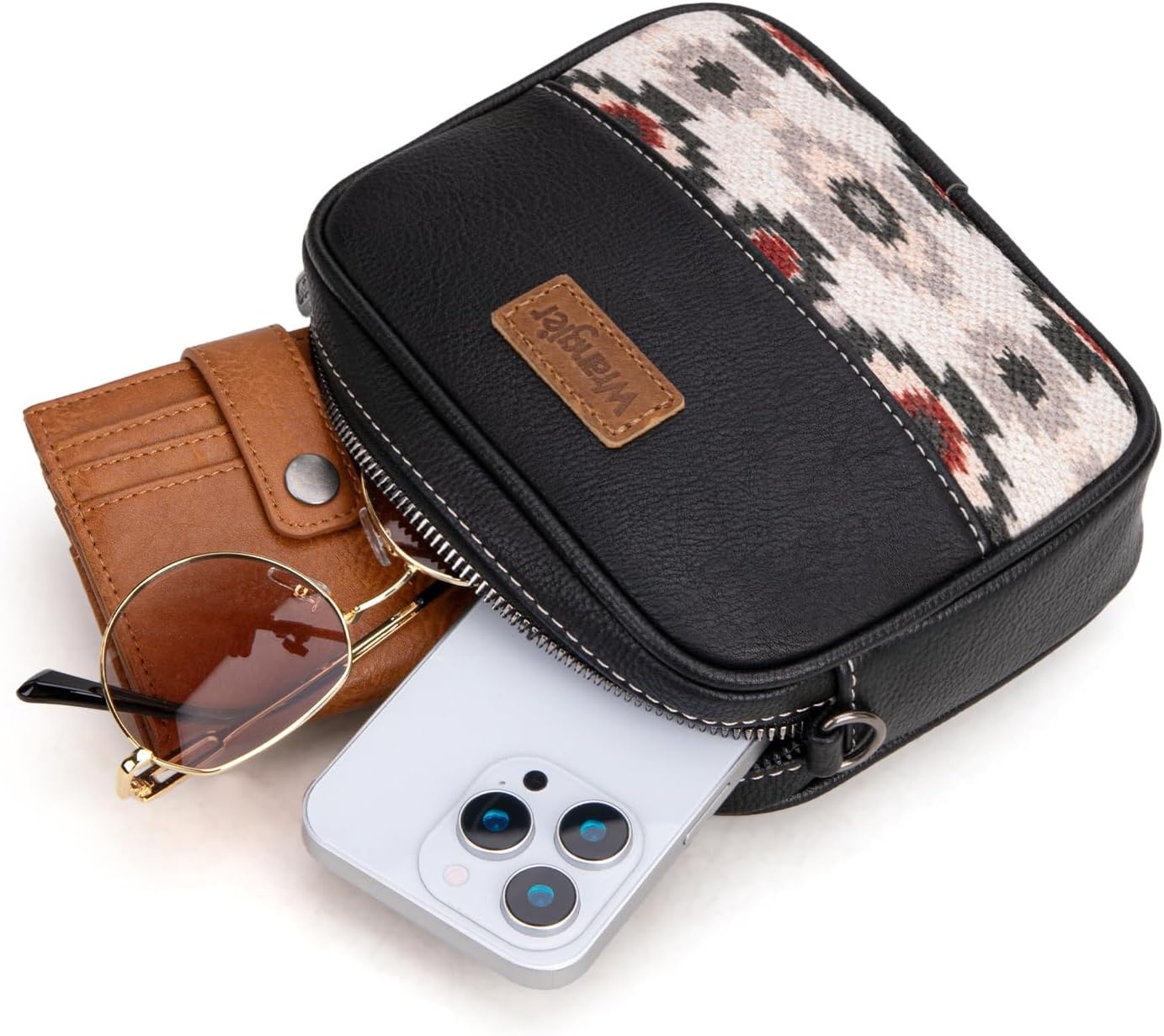 image:imageWrangler Crossbody Bags for Women Western Mini Purses with Guitar StrapBlack With White