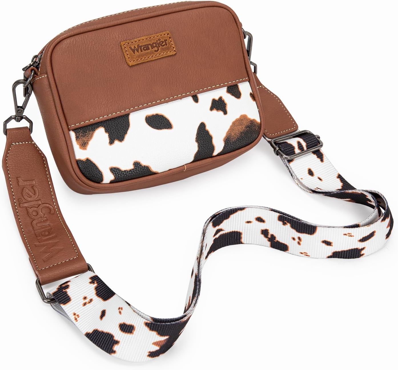 image:imageWrangler Crossbody Bags for Women Western Mini Purses with Guitar StrapBrown With Cow Print