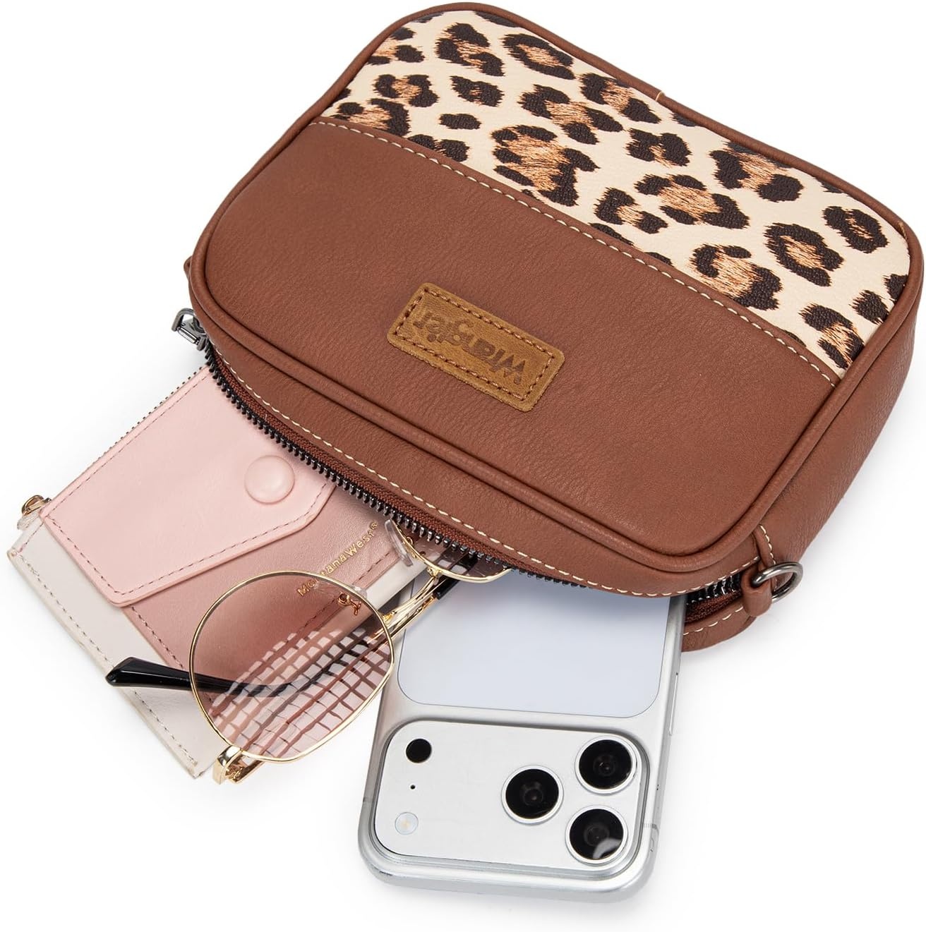 image:imageWrangler Crossbody Bags for Women Western Mini Purses with Guitar StrapBrown With Leopard Print