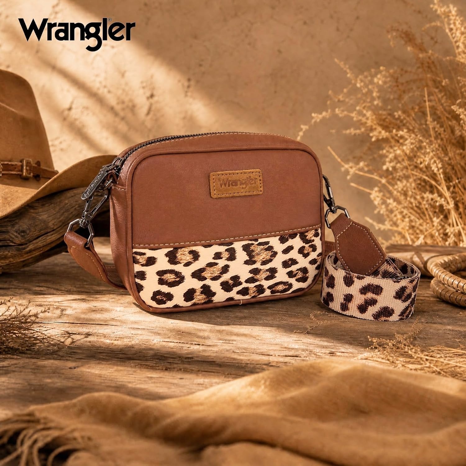 image:imageWrangler Crossbody Bags for Women Western Mini Purses with Guitar StrapBrown With Leopard Print