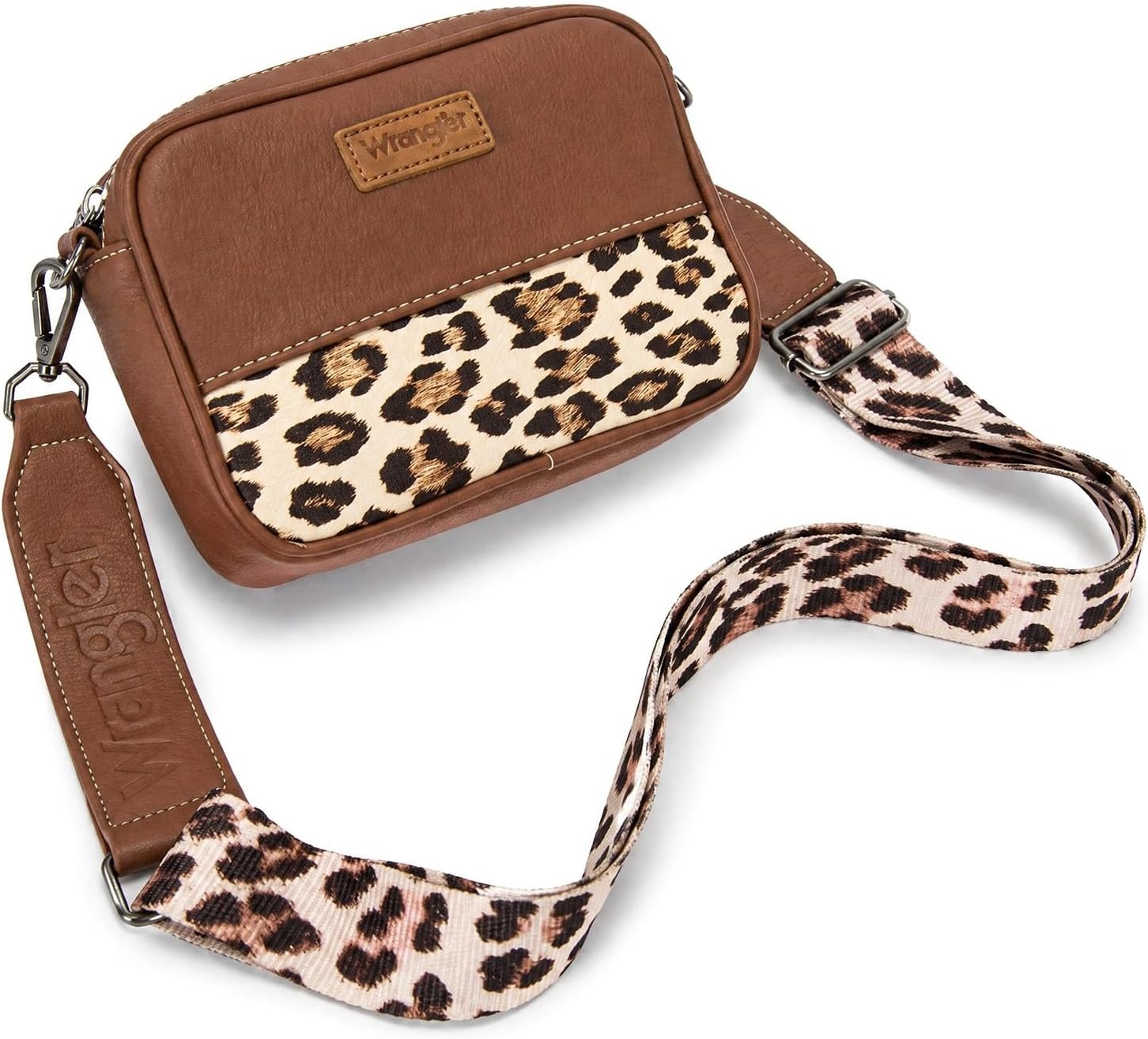 image:imageWrangler Crossbody Bags for Women Western Mini Purses with Guitar StrapBrown With Leopard Print