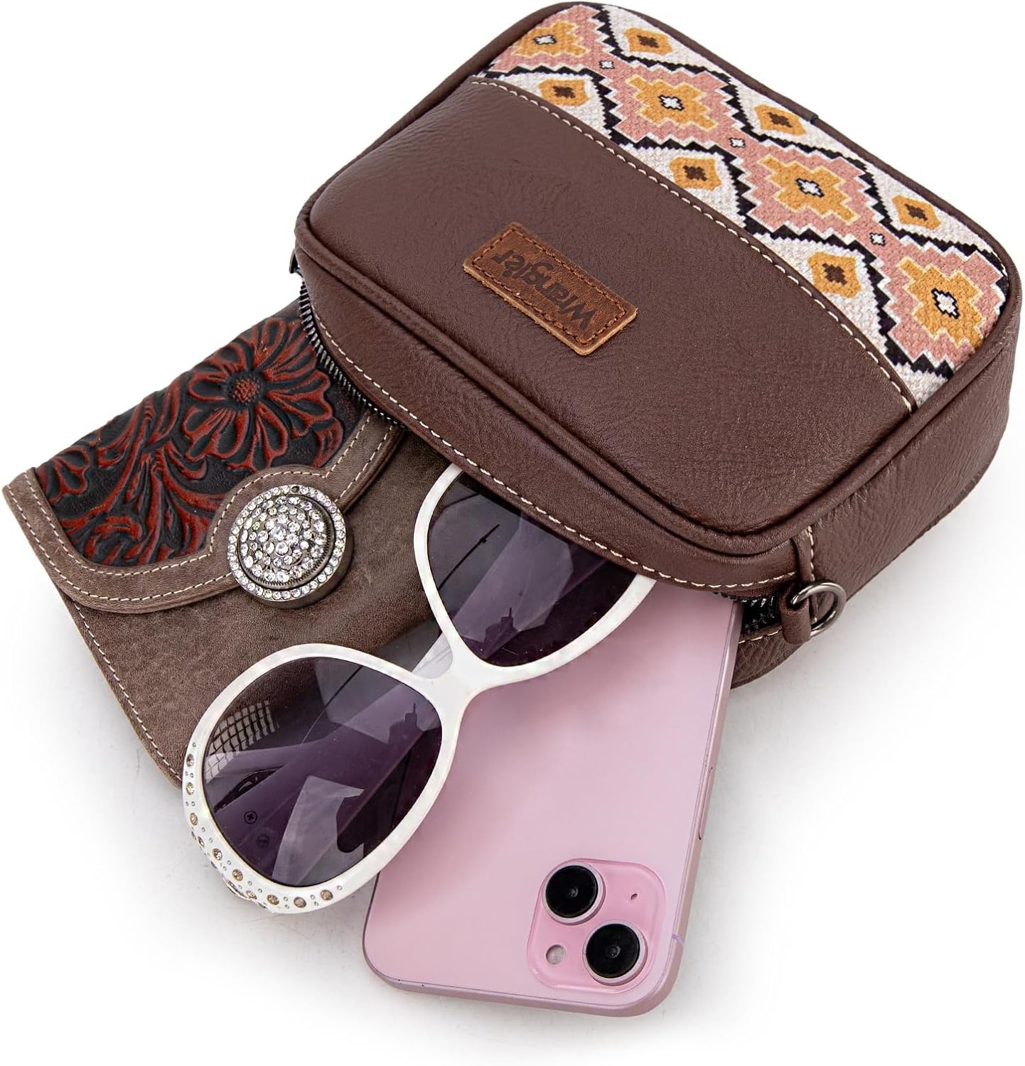 image:imageWrangler Crossbody Bags for Women Western Mini Purses with Guitar StrapCoffee