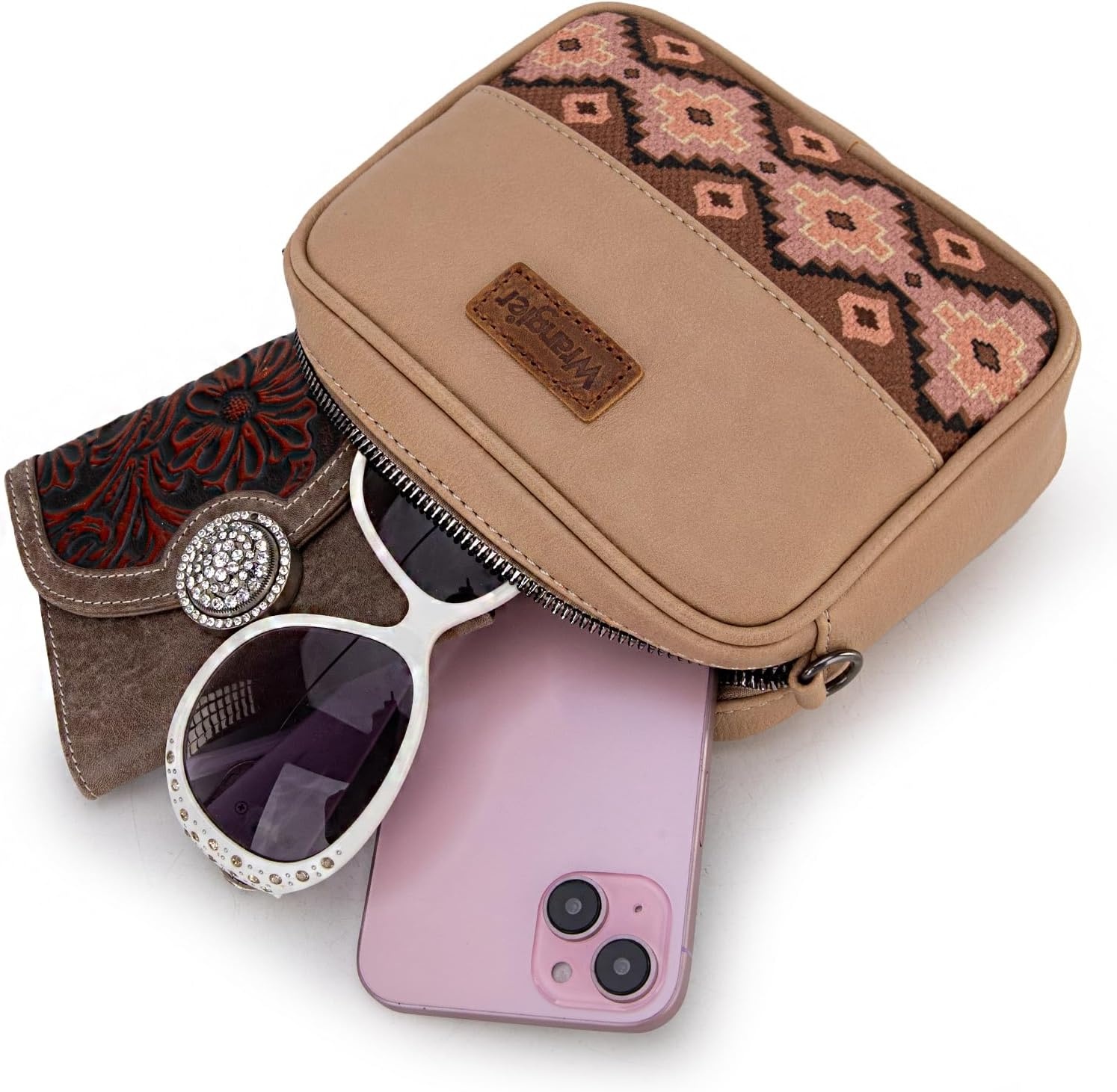 image:imageWrangler Crossbody Bags for Women Western Mini Purses with Guitar StrapKhaki With Dark Brown