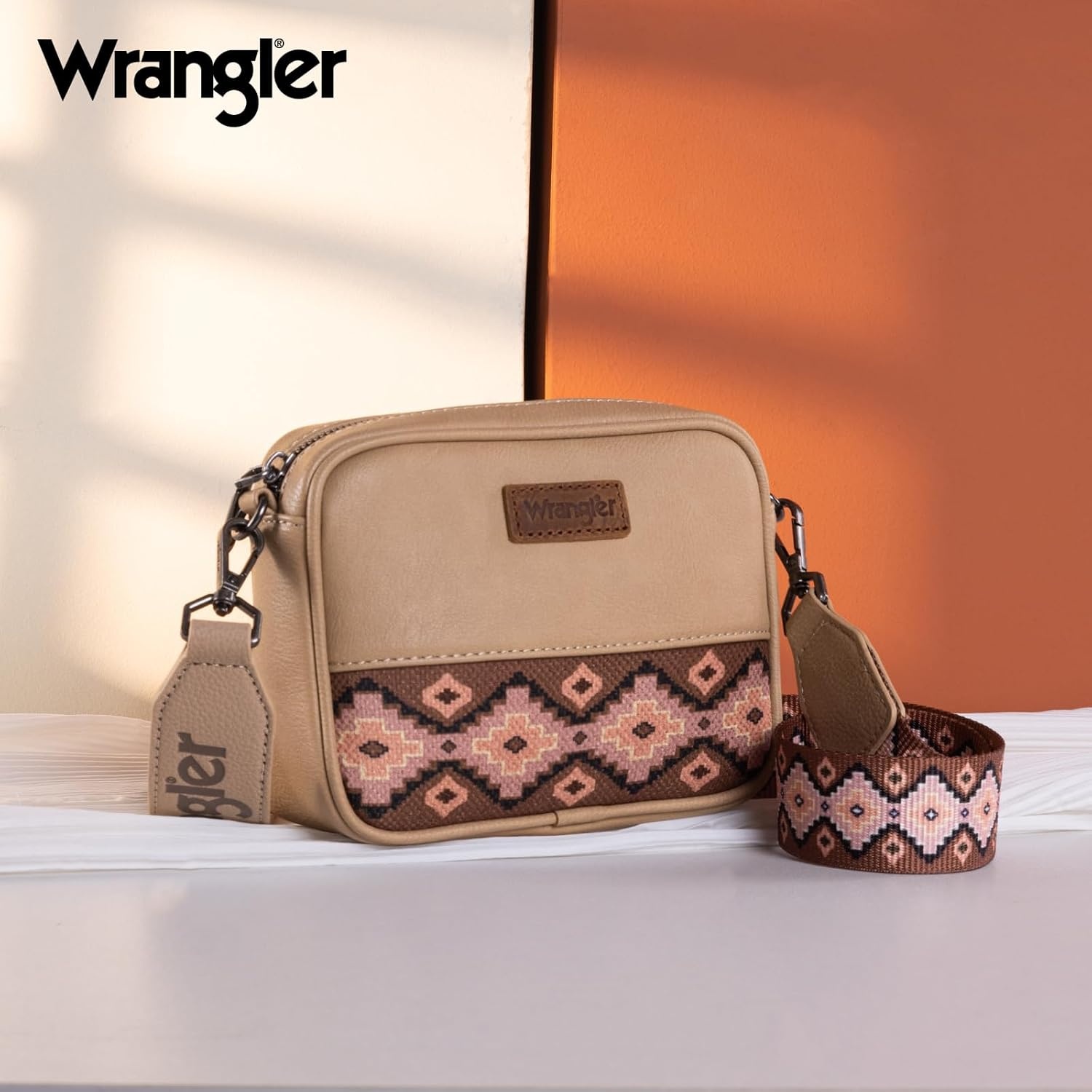 image:imageWrangler Crossbody Bags for Women Western Mini Purses with Guitar StrapKhaki With Dark Brown