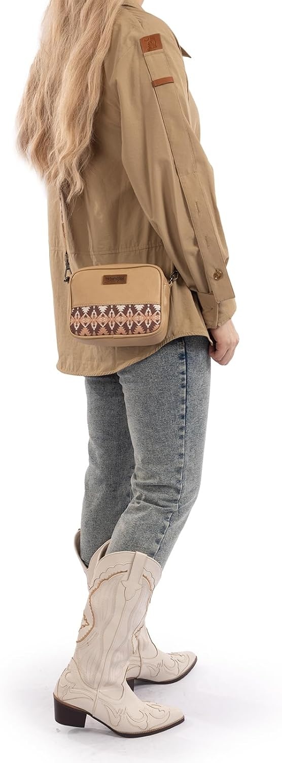 image:imageWrangler Crossbody Bags for Women Western Mini Purses with Guitar StrapKhaki With Light Coffee