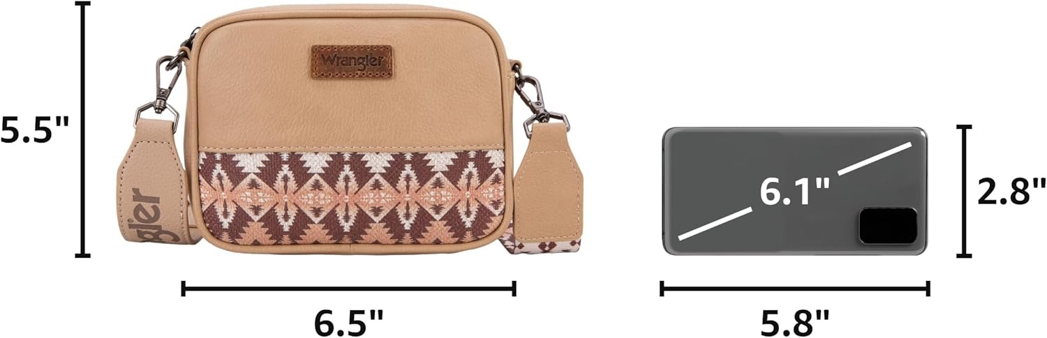 image:imageWrangler Crossbody Bags for Women Western Mini Purses with Guitar StrapKhaki With Light Coffee