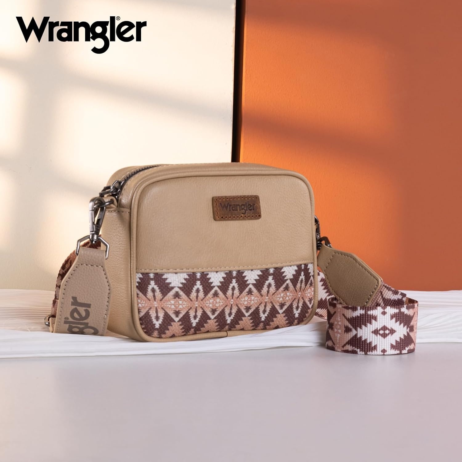image:imageWrangler Crossbody Bags for Women Western Mini Purses with Guitar StrapKhaki With Light Coffee