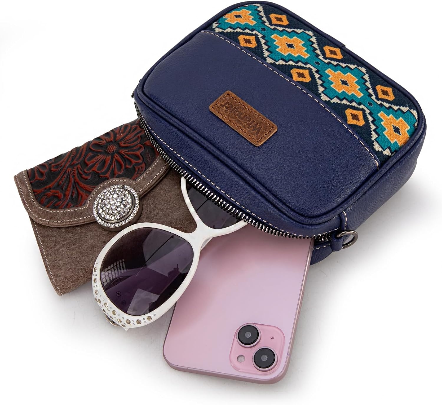 image:imageWrangler Crossbody Bags for Women Western Mini Purses with Guitar StrapNavy With Mustard