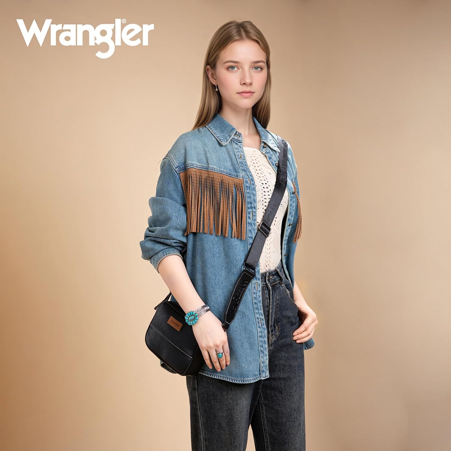 image:imageWrangler Crossbody Bags for Women Western Mini Purses with Guitar StrapZpure Black