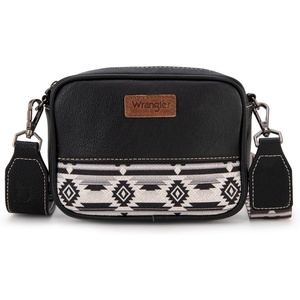 Wrangler Crossbody Bags for Women Western Mini Purses with Guitar Strap(Black)
