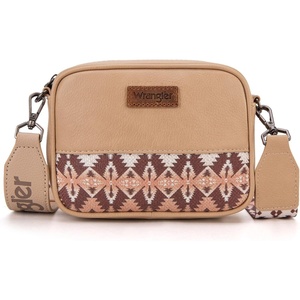 Wrangler Crossbody Bags for Women Western Mini Purses with Guitar Strap(Khaki With Light Coffee)