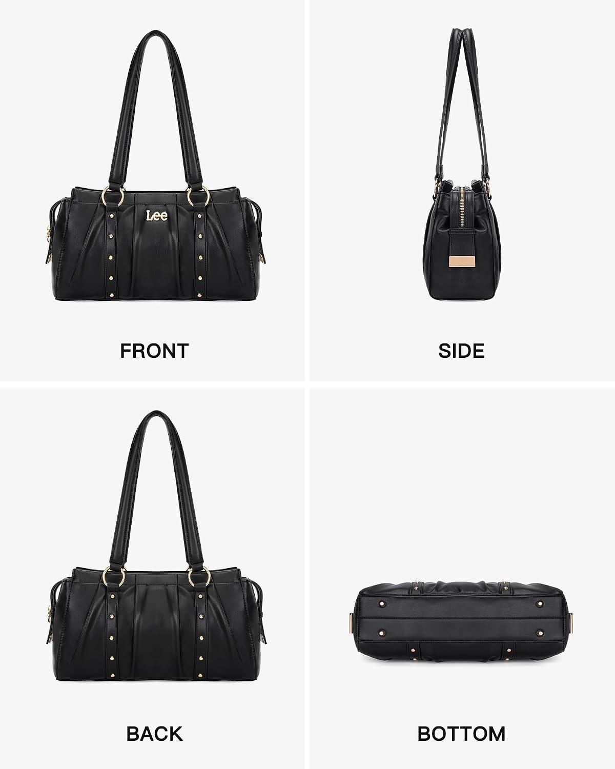 image:imageLee Shoulder Bag for Women Vintage Purse Top Handle HandbagBlack